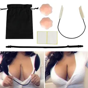 Kadınlar için Push Up sütyen Backless askısız sütyen braketler üst meme kapağı ayarlanabilir silikon anti-dışbükey göğüs Sticker