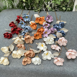 Queyiyi Flowers Bouquet artificiel de magnolias à 4 têtes, 85 cm de haut, pour décoration de mariage et d'intérieur, arrangement de fleurs séchées, accessoires de photographie - Product Image 1