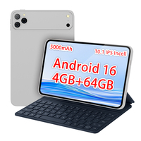 Tableta Android Wifi de 4GB+64GB, Tableta PC de 10.1 Pulgadas, Educativa, para Juegos y Entretenimiento, 2 en 1, con Funda con Teclado y Ratón