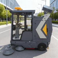 Nouvelle machine de nettoyage de voirie électrique 48V, balayeuse industrielle autoportée haute pression pour extérieur, type auto-déchargeant 2200mm