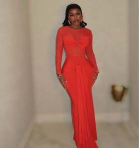 Женское однотонное платье с длинным рукавом - Product Image 2