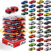 CD 64 PIÈCES Ensemble de voitures miniatures en alliage moulé sous pression à l'échelle 1:36, jouets en métal avec son et lumière, portes ouvrantes, support d'affichage en acrylique pour enfants