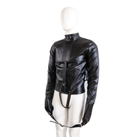 Costume de bondage en cuir PU HM, harnais de corps fétiche BDSM, sexy, auto-bondage, chemise de force pour jeu de cordes, plusieurs couleurs