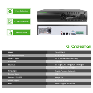 GX-N8064H8(AG) Gcraftsman 4K 8MP 64 <strong>Channel</strong> NVR <strong>Network</strong> Video <strong>Recorder</strong> Camera Register with <strong>8</strong> HDD Intelligent Analysis XMEYE - Product Image 2