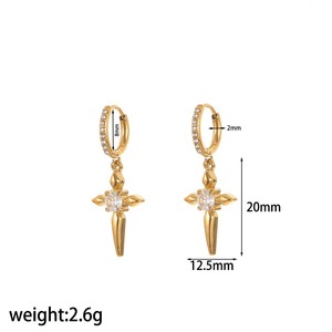 ต่างหูแฟชั่นทรงหยดน้ำ ชุบทอง ดีไซน์ปลาดาวและเปลือกหอย ทำจากสแตนเลส เหมาะสำหรับงานปาร์ตี้ ประดับเพชรซิร์คอนขนาดเล็ก - Product Image 5