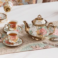 Ensemble de tasses et soucoupes en porcelaine, luxe européen haut de gamme à bordure dorée, pour le thé Royal de l'après-midi, le café en céramique