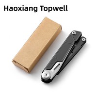 Couteau pliant multifonctionnel EDC, mini ciseaux en acier inoxydable, emballage en boîte en cuir DIY, outil de poche portable, camping en plein air