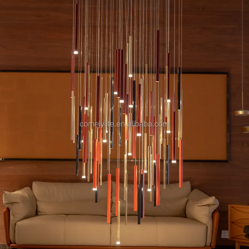 Maßge schneiderte neue röhrenförmige kombinierte Kronleuchter moderne Lobby LED Pendel leuchte Hängelampe Guest house Projekt beleuchtung