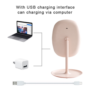 <span class=keywords><strong>2025</strong></span> Bán hàng nóng bán buôn thời trang xách tay hình bầu dục LED máy tính để bàn trang điểm gương với lưu trữ đĩa - Product Image 4