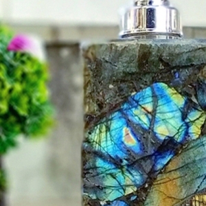 Distributeur de savon en céramique personnalisé avec pierre de labradorite, support d'accessoires de salle de bain en pierre précieuse, fournisseur en gros, article durable, cadeau - Product Image 4
