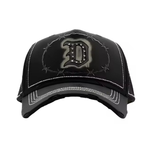 Casquettes Gorras Barbas en Daim à 5 Panneaux avec Bordure Brodé de Strass et Doublure en Satin Personnalisée, Motif Flocon de Neige Platine, Vente en Gros - Product Image 4