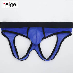 Sous-vêtements sexy taille basse personnalisés <span class=keywords><strong>pour</strong></span> hommes culottes gays strings avec logo à la taille tissu tricoté - Product Image 6