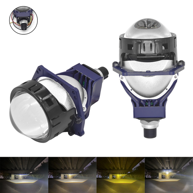 3.0 Inch Bi LED & Laser Dual Projector Lens Headlight High Brightness Super Focus Car Headlamp Retrofit Kit