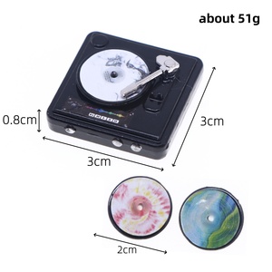 Mini lecteur de disque CD rétro disques alternatifs cadran de rotation fonctionnel plateau ouvrable poupée échelle accessoires 1990s Tech décor - Product Image 2