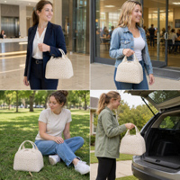 Sac à déjeuner isotherme portable personnalisé avec double fermeture éclair, en tissu côtelé, idéal pour pique-nique, campus, bureau, sorties