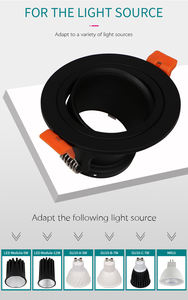 Marco Empotrado para Foco, Aluminio Negro, Recorte de 75 mm, Antideslumbrante, Carcasa para Foco MR16 - Product Image 3