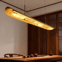 Nouveau Lustre de Restaurant en Marbre de Luxe Moderne, Design Simple et Atmosphérique, pour Table à Manger Longue en Une Seule Ligne, Lampe de Salle de Thé