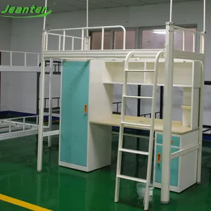 Guangzhou Manufacturer Metal Bunk Bed Storage Loft Bunk Bed With Desk