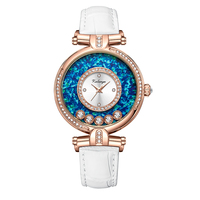 Montre élégante pour femme Kalunya, cadran 36 mm, mouvement à quartz, boîtier en alliage, bracelet en cuir, fermoir à boucle, étanche 3 ATM