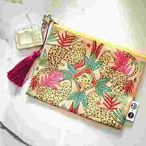 Bolsa de Maquillaje Ecológica con Cierre y Asa, Bolsa de Embalaje en Blanco, Portátil, Reciclada, de Lino, Algodón y Lona, ZIMI 22*16cm - Product Image 1