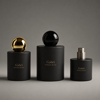 Flacon de parfum rond de 30 ml, 50 ml, 100 ml, noir de luxe, étiquette privée OEM, flacon de parfum vide, emballage personnalisé pour flacon de parfum
