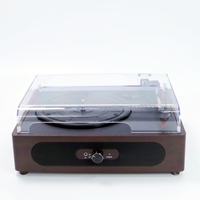 Support des petites commandes, MOQ 1 pièce, lecteur de vinyle en bois, lecteur de musique LP domestique, intégré avec 2 haut-parleurs, phonographe