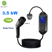 Câble de recharge portable pour VE 3,5 kW Type 2, prise UK 3 broches, 5 m, courant réglable 8/10/13/16A, écran numérique, niveau d'étanchéité IP67 max.