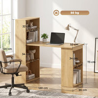 Bureau d'ordinateur moderne personnalisable en métal et bois pour salon, avec étagères de rangement, multifonctionnel, durable, gain de place, facile à assembler