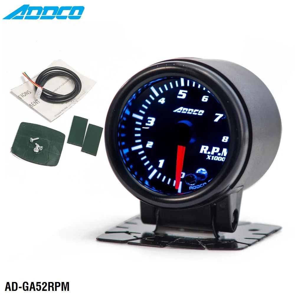 ADDCO oto 2 "52mm 7 renk LED duman yüz araba oto takometre ölçer metre sensörü ile araba metre ölçer AD-GA52RPM