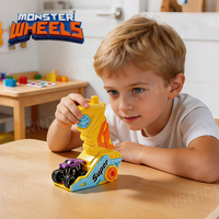 Monster Wheels Mini Véhicule Tout-Terrain Acrobatique pour Enfants, Lanceur Manuel à Tirer en Arrière, Voiture d'Escalade à Friction, Course Interactive