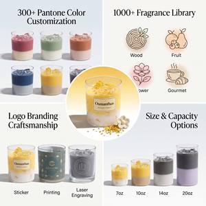 Luxury Two-layer Bicolor Scented Soy Wax <b>Candle</b> With Crystals For Minimalist Home Decor Wholesale Private Label Premium <b>Set</b> - Product Image 2