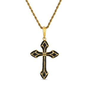 Cross Pendant Zinc Alloy Micro Insert Ice Eye Full Diamond Unisex Necklace Sweater Chain 60cm Twisted - Product Image 5
