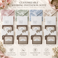Ensemble d'invitations de mariage de luxe personnalisées rose poudré gaufré avec pochette, enveloppe, doublure et sceau de cire – Vente en gros, faible MOQ