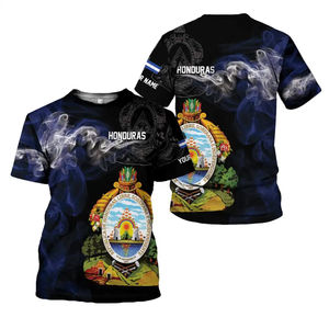 남성과 여성을위한 온두라스 플래그 셔츠 전체 플레이트 인쇄 사용자 정의 티셔츠 도매 개인화 된 온두라스 프라이드 대형 티셔츠 - Product Image 4