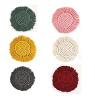 Boho el yapımı makrome dokuma Placemat Coaster Bohemian yuvarlak örgülü içecek bardak püskül ile