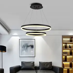 Lustre à anneau noir en acrylique, vente directe d'usine, lampe de salon moderne simple, lampe de chambre à coucher, lampe suspendue à LED