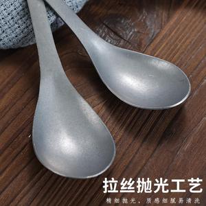 Stainless Steel Spoon Solid Color <b>Camping</b> Outdoor Use Child Eating Spoon Large <b>Small</b> Soup Spoon Retro Style - Product Image 5