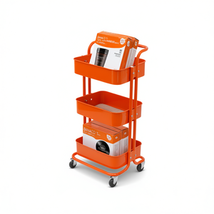 BANACO Terso Carbon Steel Rolling Trolley <b>Cart</b> 43.5x50x5cm Orange <b>Storage</b> <b>Cart</b> - Product Image 2