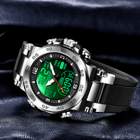 Montre Homme LIGE FB0093 Numérique Étanche Silicone Grand Cadran LED Analogique Multifonctionnelle Double Heure Affichage Rétroéclairé