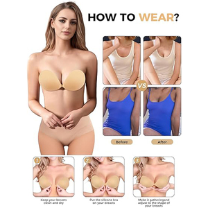 غطاء حلمة من السيليكون من المصنع مباشرةً، الأكثر مبيعاً على منصة تيك توك، حمالة صدر لاصقة من السيليكون بدون ظهر وبدون أثر لجمع ورفع الصدر للنساء - Product Image 6