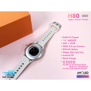Montre connectée EDS H80 avec lunette entièrement sertie de diamants, carte SIM, écran AMOLED 1,6 pouces, mémoire 3 Go + 32 Go, appareil photo, batterie 850 mAh, système d'exploitation Android - Product Image 4