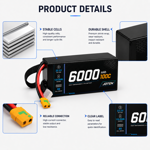 Batterie Li-Po haute puissance 6000mAh 6S 22.2V 100C 133.20Wh avec connecteur XT90 pour drone FPV, UAV, hélicoptère R/C, conception personnalisée OEM ODM en usine - Product Image 3