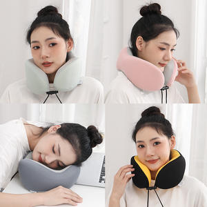 Oreiller de voyage en mousse à mémoire de forme en U, portable, gris clair, pour avion, bureau, sieste - Product Image 3