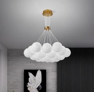 Lampada da salotto moderna in stile crema nordica con pallina a bolle creativa camera da letto decorazione per la casa <span class=keywords><strong>luce</strong></span> a sospensione in vetro luna - Product Image 3