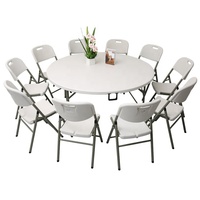 Chaise de mariage pliable en plastique, table ronde de banquet de 6 pieds pour la restauration en plein air, les mariages, les fêtes, les restaurants, les hôtels, les hôpitaux