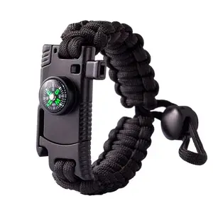 XIWANG Multi-function outdoor whistle flint compass parachute Cord Bracelet Wilderness Adventure Survival Emergency hand rope