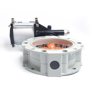 Vanne papillon pneumatique Qimaike V2FS à double/simple bride DN100 pour huile/eau/gaz pour le mélange de poudre de ciment en alliage d'aluminium - Product Image 2