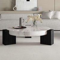 Ensemble de tables basses modernes de luxe écologiques et durables avec plateau en marbre, nouveau design simple, mobilier de salon haut de gamme