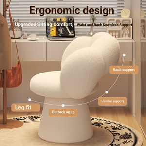 Luxury Petal-shaped Fabric Makeup Chair with Rotatable Backrest Modern Simple Design <strong>Bedroom</strong> Dressing <strong>Stool</strong> - Product Image 2