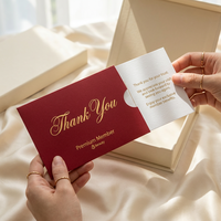 Tarjeta de Agradecimiento con Inserto de Doble Capa en Dorado Borgoña, Regalo Personalizado Premium para Miembros de Salones de Belleza, Marcas de Maquillaje y VIP